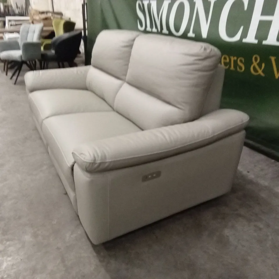 PAVILION 3 SEATER LEATHER/FAUX LEATHER POWER RECLINER SOFA - SOFT GREY RRP £1049