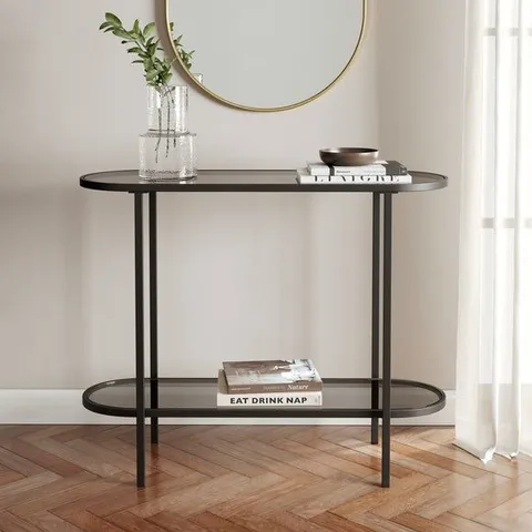 BOXED SOFIA CONSOLE TABLE GLASS BLACK