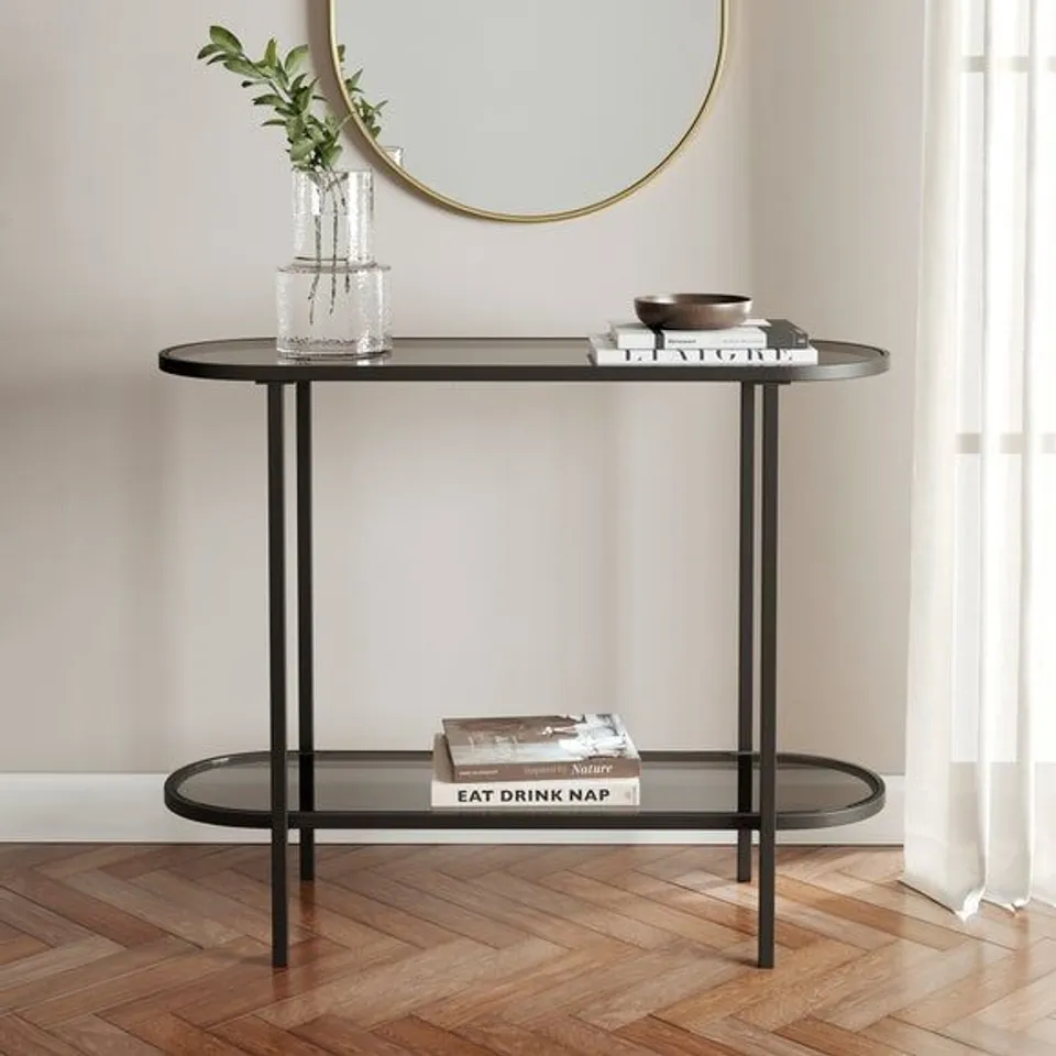 BOXED SOFIA CONSOLE TABLE GLASS BLACK