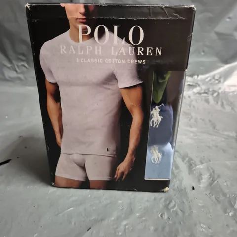 POLO RALPH LAUREN 3 PACK SLIM FIT LOUNGE T-SHIRTS - MULTI - SIZE LARGE - BLUE