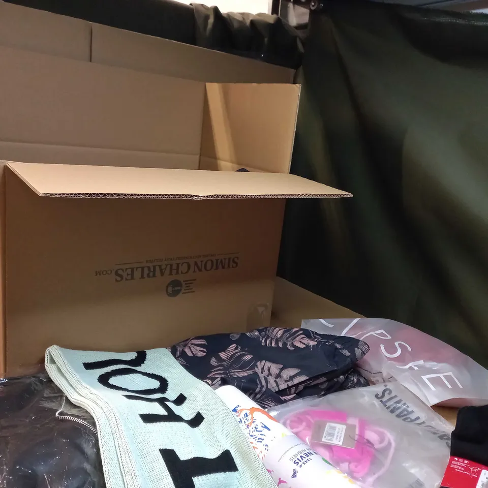 LOT OF APPROX. 15 ASSORTED CLOTHING ACCESSORIES  IN VARYING SIZES/COLOURS/STYLES TO INCLUDE: HANDBAGS, SWIMWEAR, SOCKS