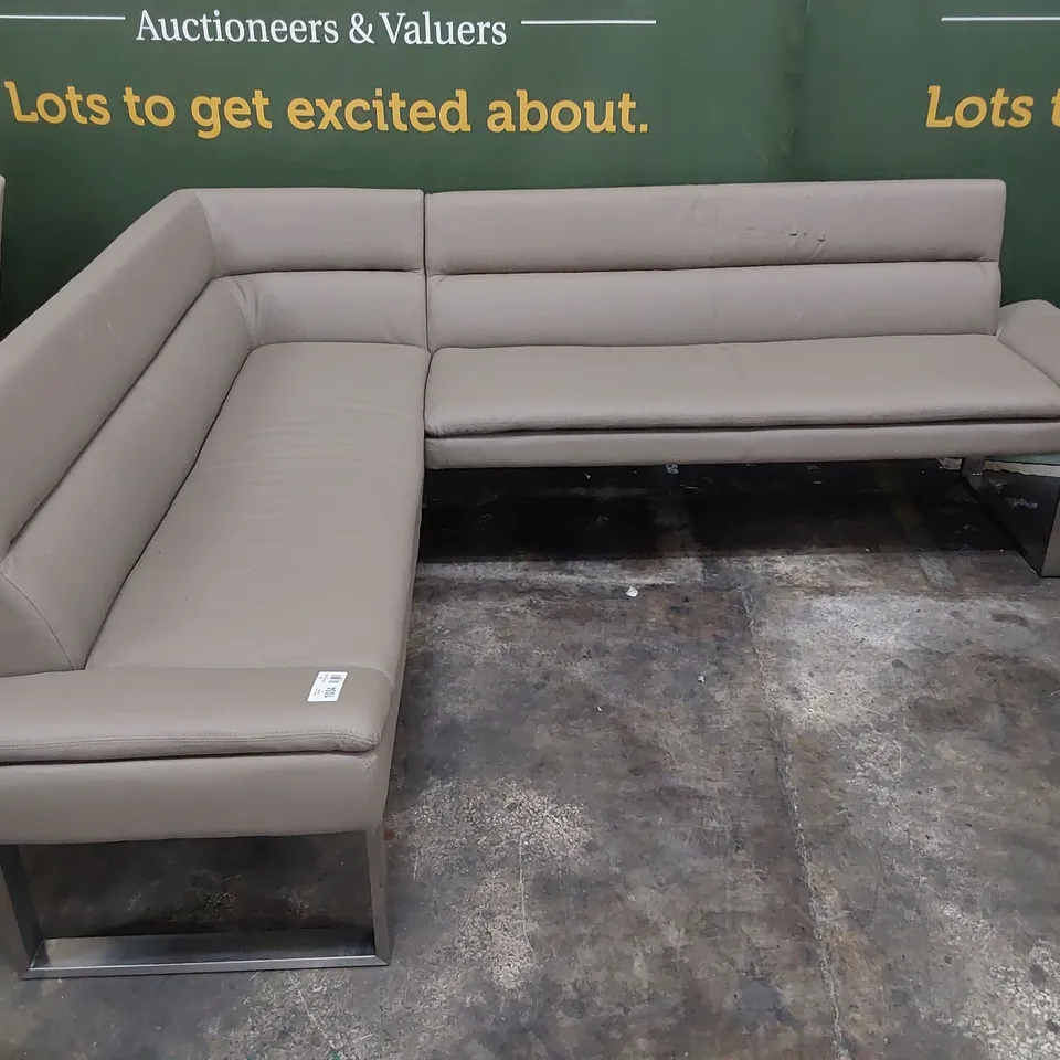 DESIGNER UPHOLSTERED CORNER BENCH SEATING UNIT GREY PU