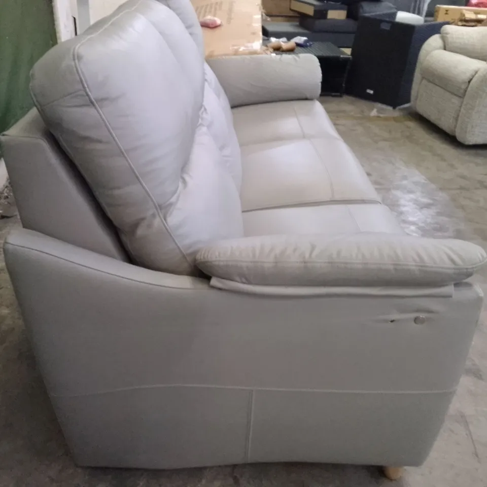 QUALITY DESIGNER G-PLAN SPENCER 3 SEATER ELECTRIC RECLINER DBL SOFA - CAMBRIDGE GREY LEATHER 