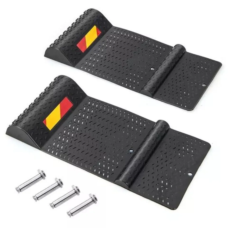 BOXED COSTWAY 2 PACK GARAGE ANTI-SKID PARKING MAT HEAVY DUTY WHEEL STOPPER PARKING AID WARNING