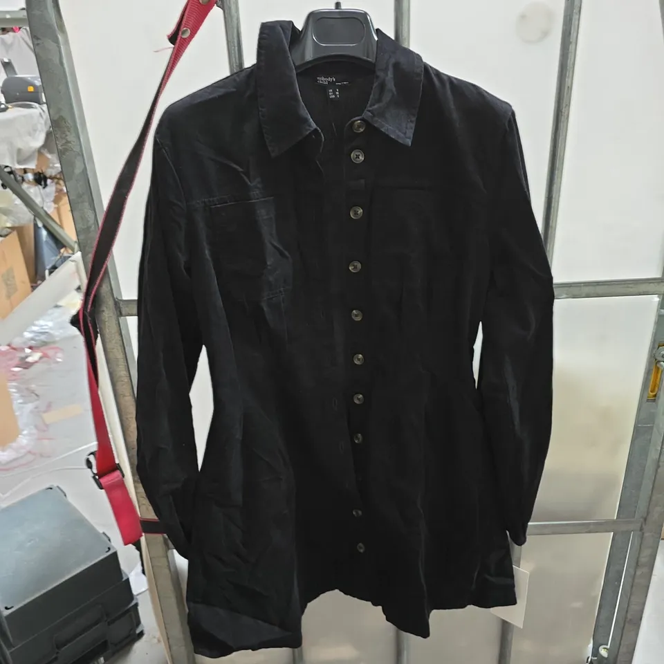 NOBODY'S CHILD BLACK BUTTON-FRONT SHIRT DRESS – UK 8