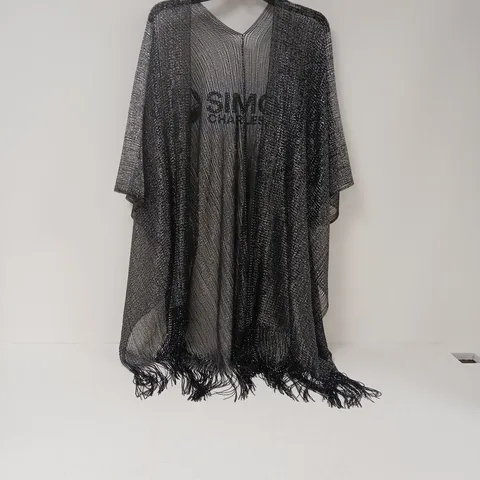 XANDER KOSTROMO VISCOSE METALLIC TASSEL KIMONO BEACH COVER UP IN BLACK 