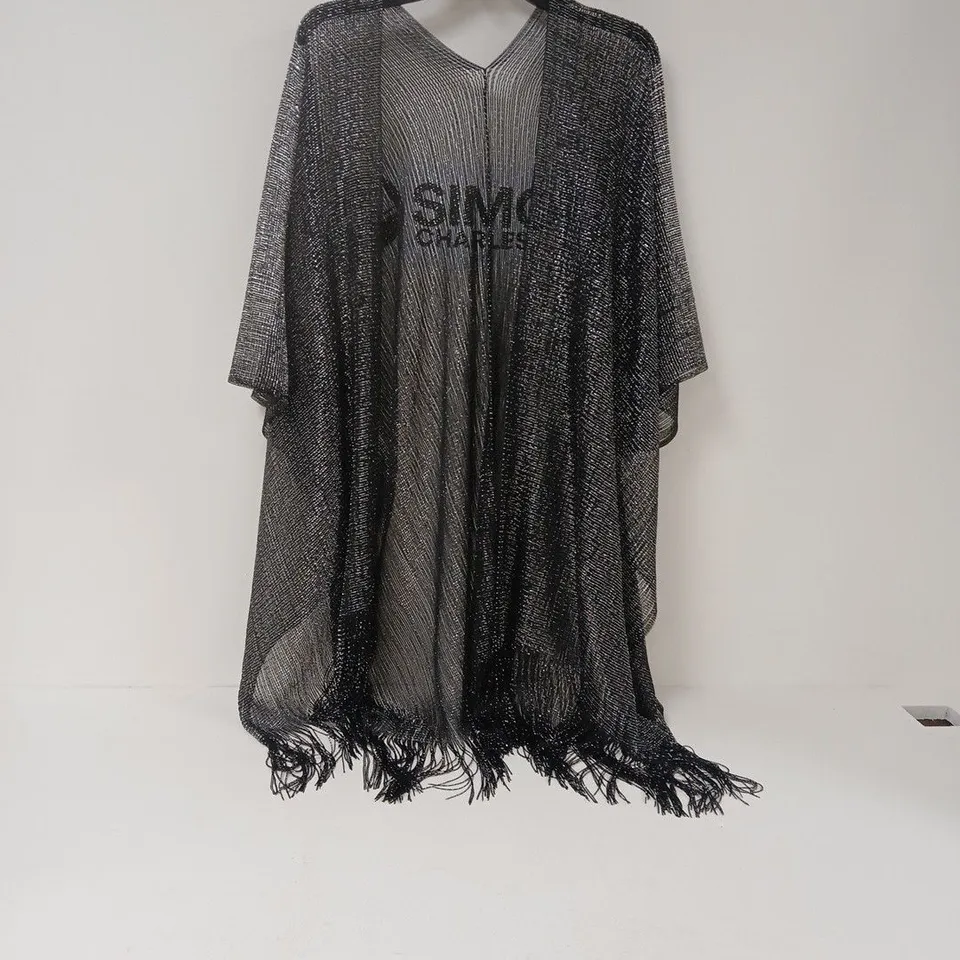 XANDER KOSTROMO VISCOSE METALLIC TASSEL KIMONO BEACH COVER UP IN BLACK 