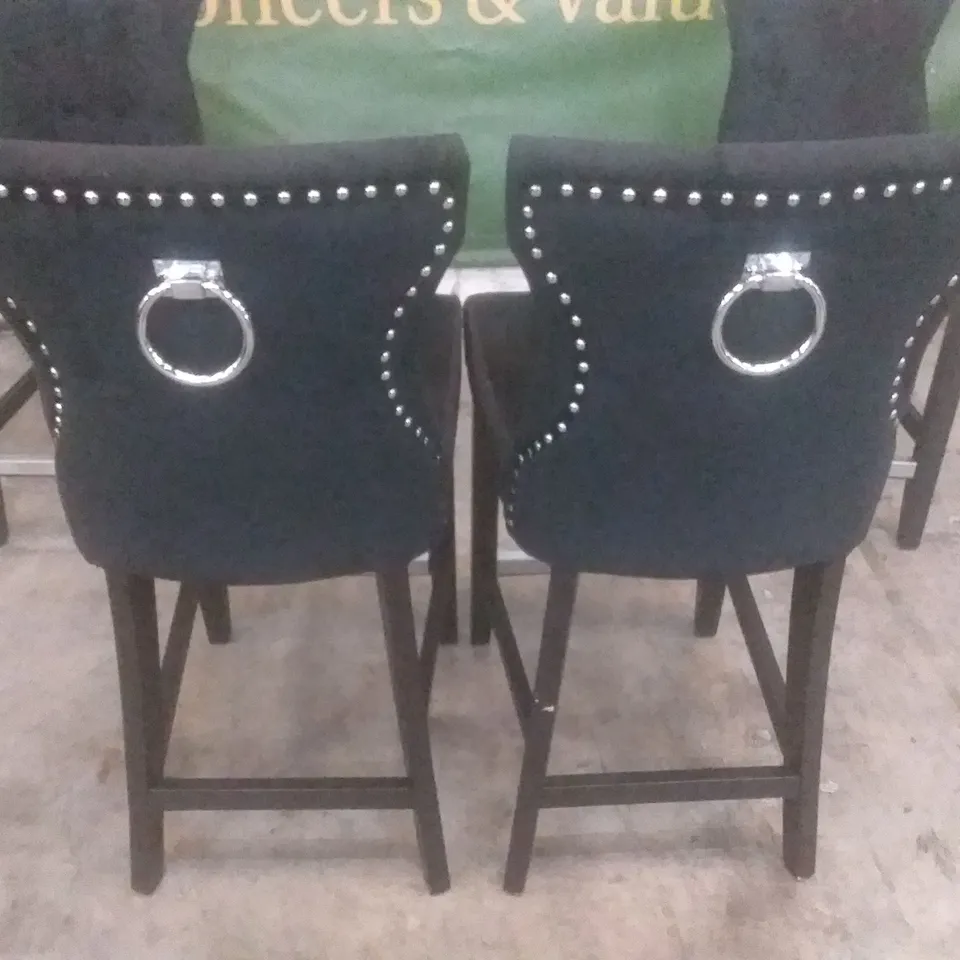 SET OF 4 BELGRAVE BLACK VELVET BAR STOOL (BLACK LEG)