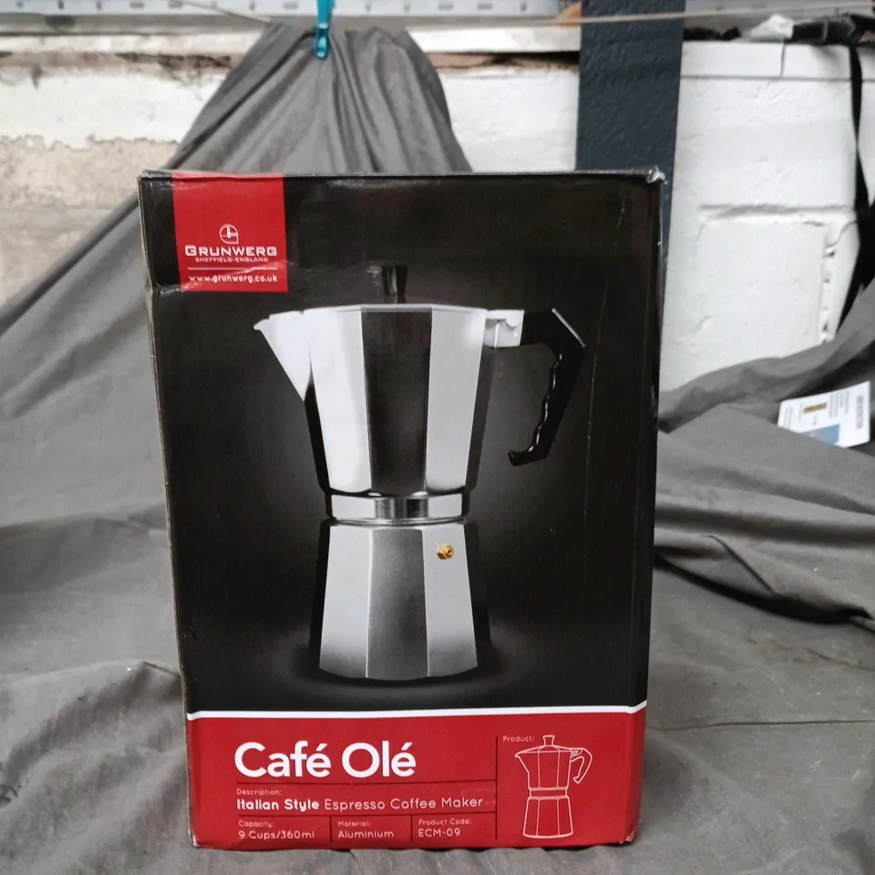 GRUNWERG CAFÉ OLÉ ITALIAN STYLE ESPRESSO COFFEE MAKER – 9 CUPS/360ML, ALUMINIUM (ECM-09)