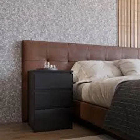 BOXED MALVERN 3 DRAWER BEDSIDE - BLACK (1 BOX)