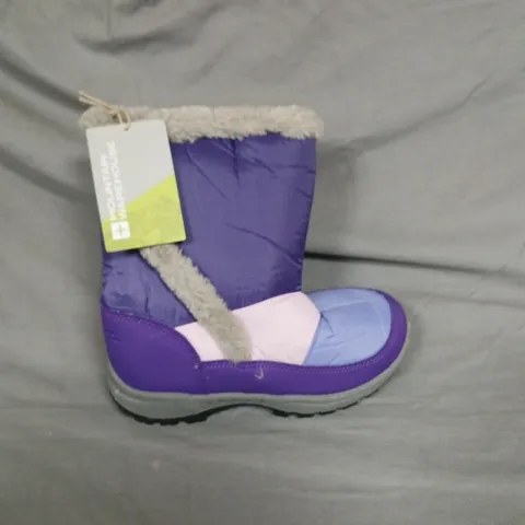 MOUNTAIN WAREHOUSE KIDS' WINTER BOOTS – PURPLE & LILAC WITH FAUX FUR LINING, UK 2