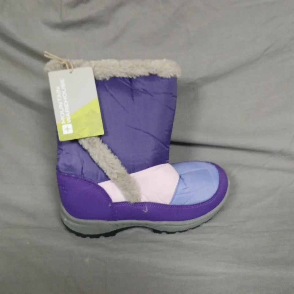 MOUNTAIN WAREHOUSE KIDS' WINTER BOOTS – PURPLE & LILAC WITH FAUX FUR LINING, UK 2