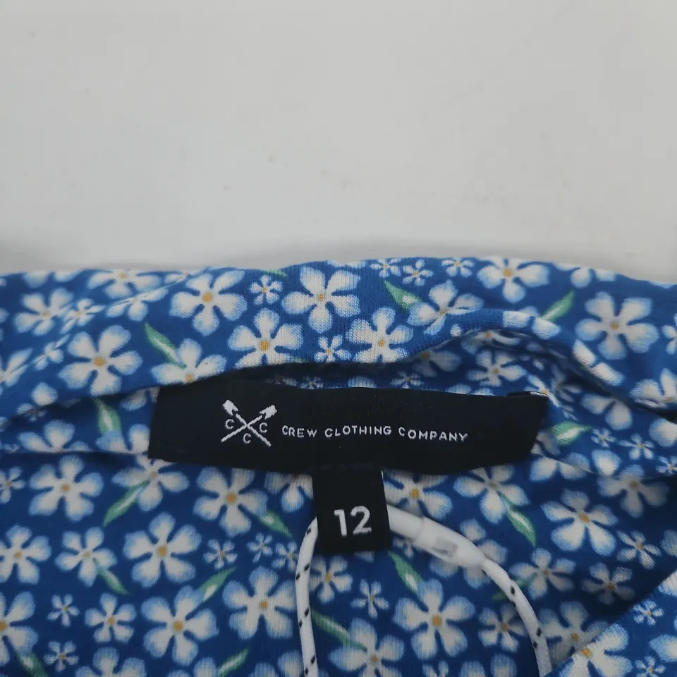 CREW CLOTHING COMPANY WOMEN'S DRESS – BLUE FLORAL PRINT, UK SIZE 12