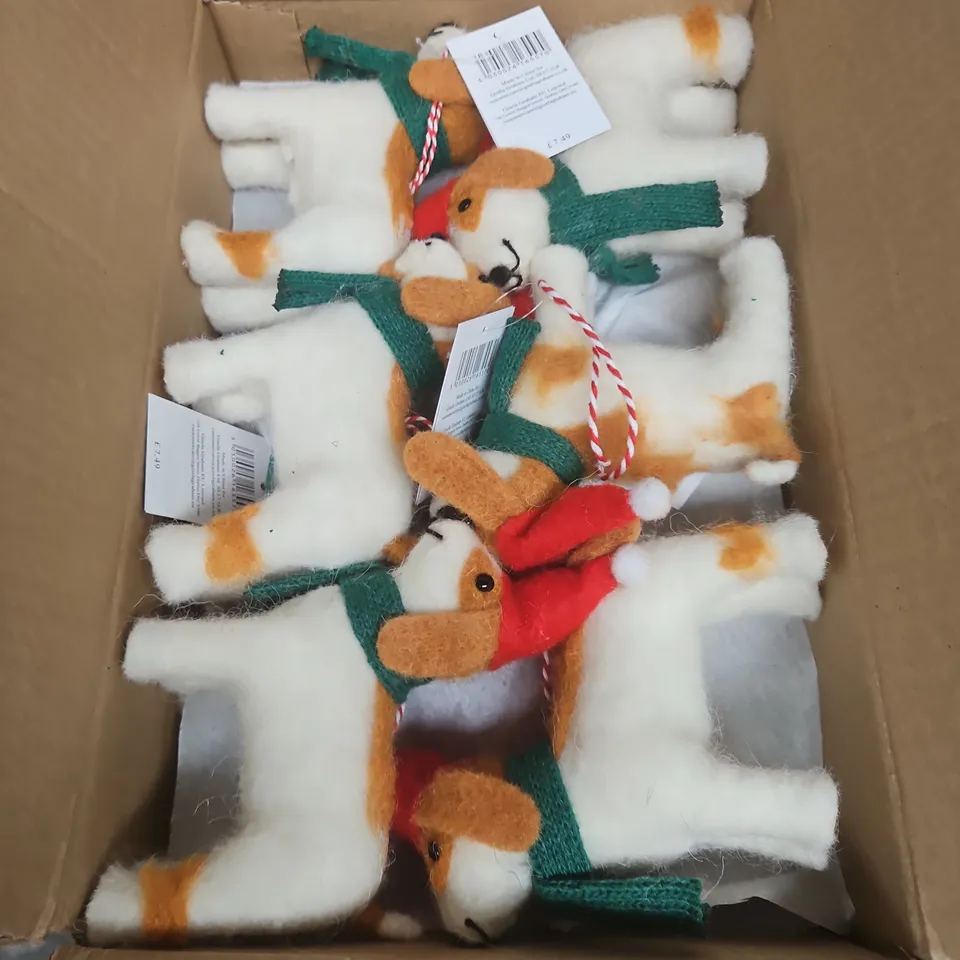 12 X GISELA GRAHAM PLUSH DOG HANGING CHRISTMAS DECORATIONS