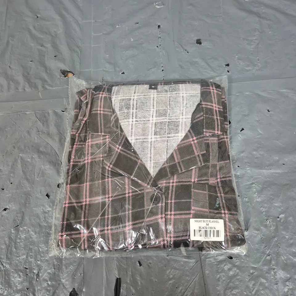 BOX OF APPROXIMATELY 40 NIGHT SUIT FLANNELS IN BLACK CHECK SIZE M - COLLECTION ONLY