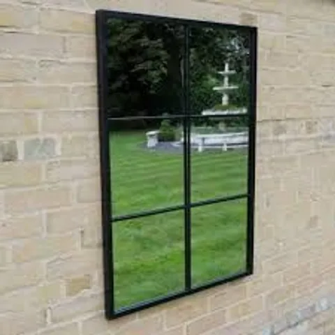 BRAND NEW HOMESDIRECT365 BLACK METAL 6 PANEL GARDEN MIRROR 
