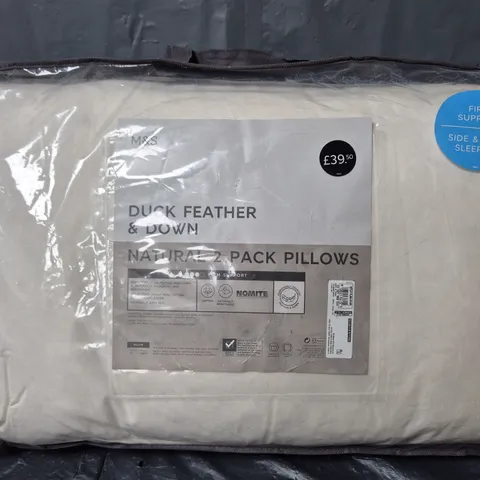 M&S DUCK FEATHER & DOWN NATURAL 2 PACK PILLOWS