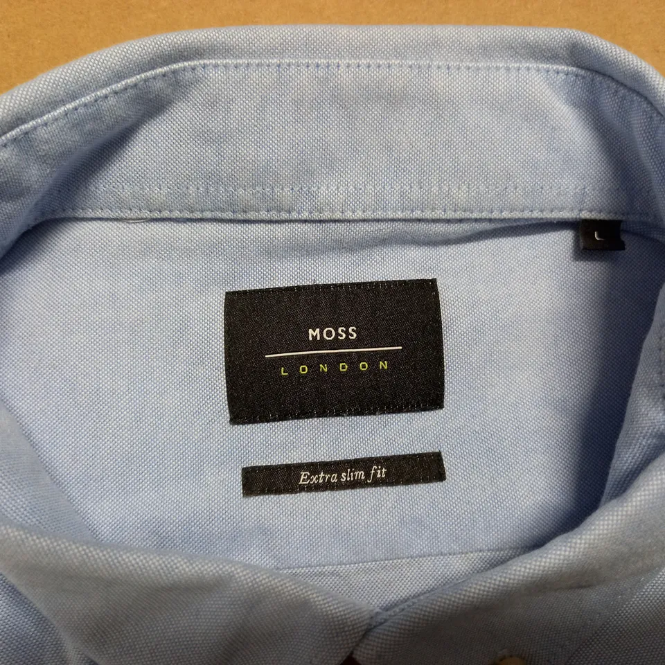 MOSS LONDON LIGHT BLUE EXTRA SLIM FIT SHIRT - SIZE L