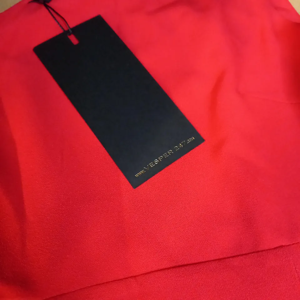 VESPER ONE SHOULDER VIBRANT RED CUT OUT/HIGH SLIT MAXI DRESS - SIZE 8