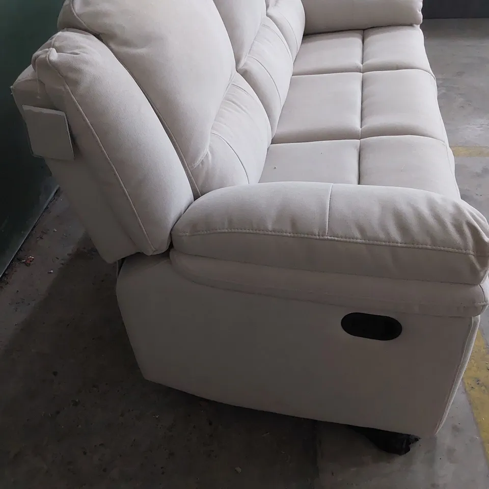 DESIGNER ALBION MANUAL RECLINING THREE SEATER SOFA NATURAL FABRIC 