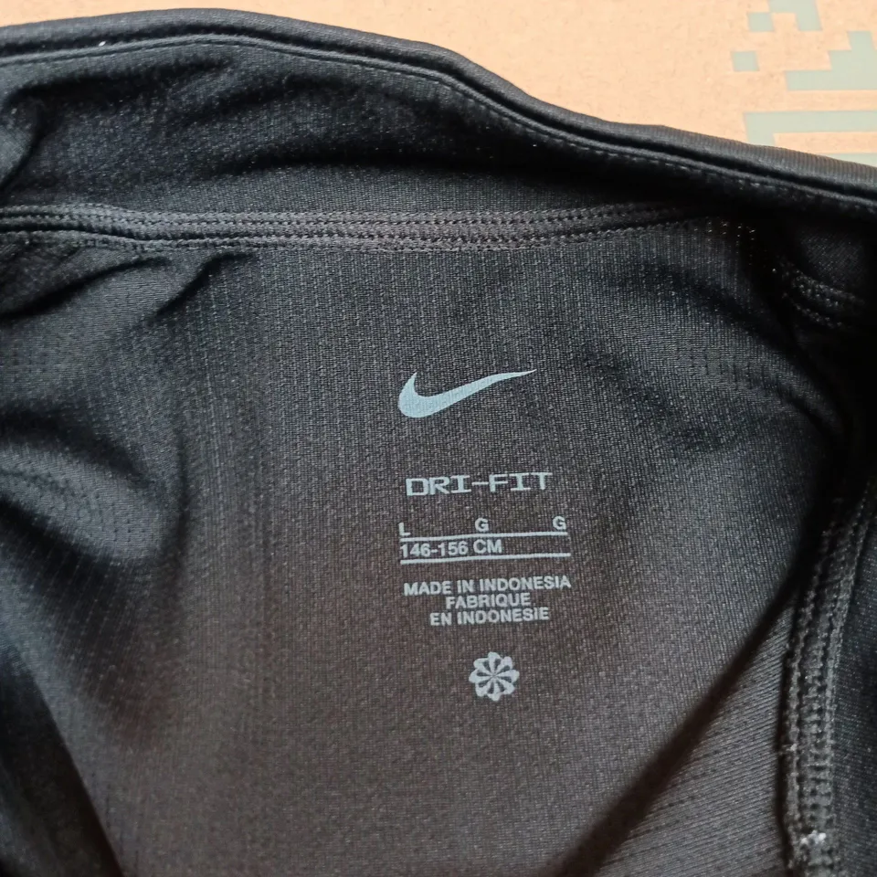 Nike Dri-FIT Long-Sleeve Zip Top – Black – Kids' Size L (146-156 cm)