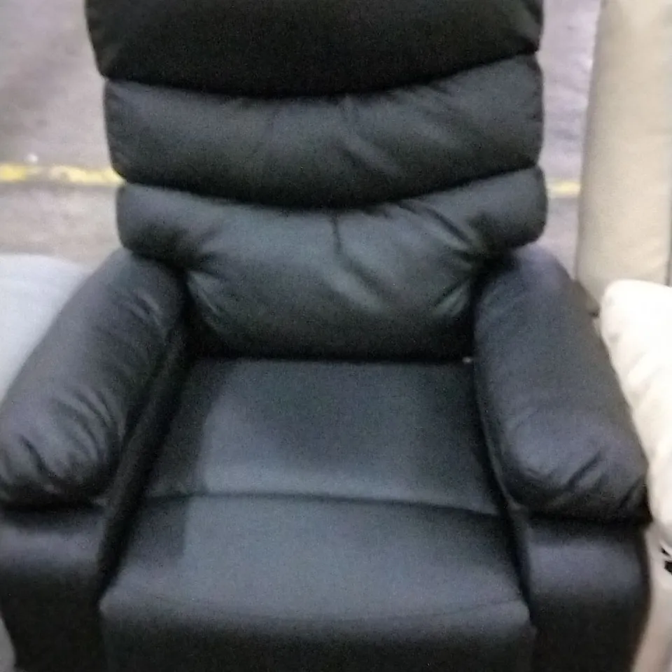 DESIGNER BLACK FAUX LEATHER RECLINING ARM CHAIR