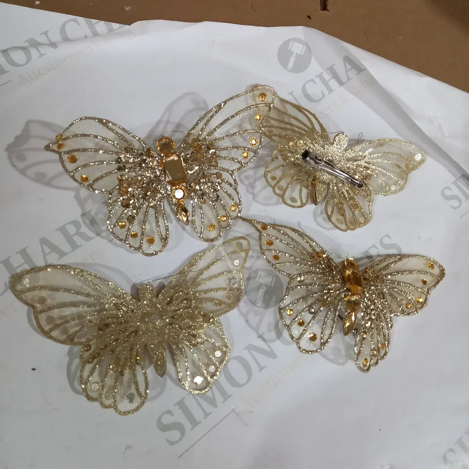 SET OF GOLDEN GLITTER BUTTERFLIES