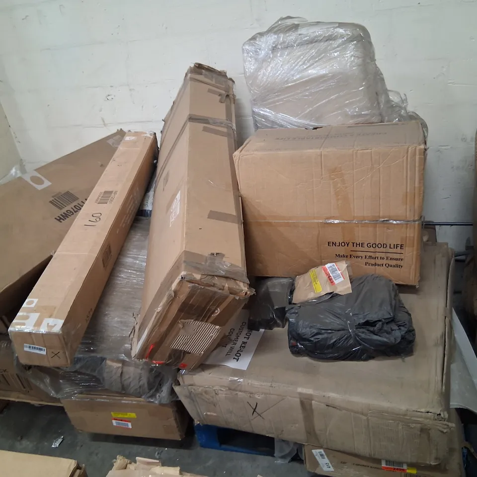THREE PALLETS OF ASSORTED FURNITURE AND PARTS