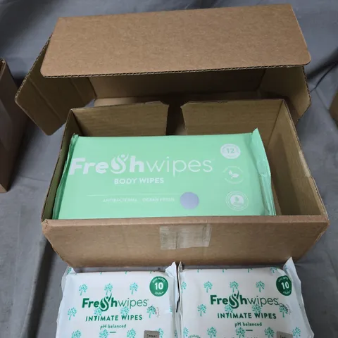 FRESHWIPES LOT OF 6 PACKS OF FEMININE WIPES 2 X INTIMATE WIPES AND 4 X BODY WIPES