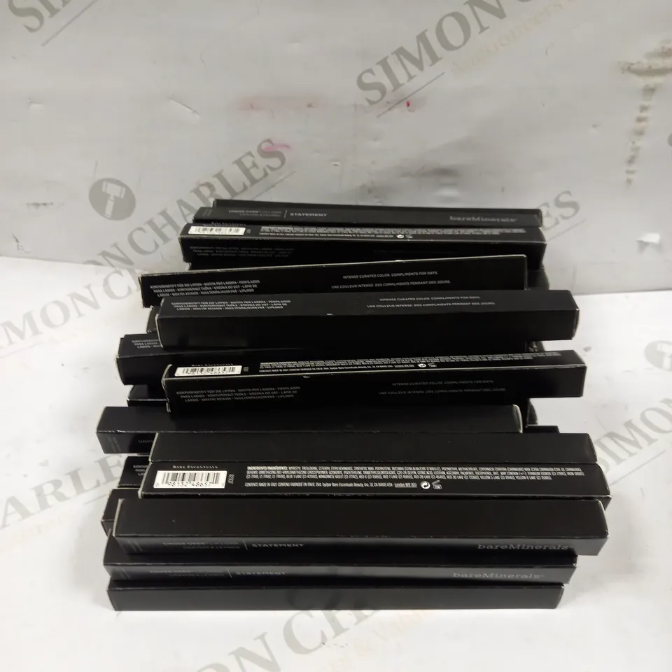 BOX OF APPROXIMATELY 50 BAREMINERALS UNDER OVER LIP LINERS - WIRED 
