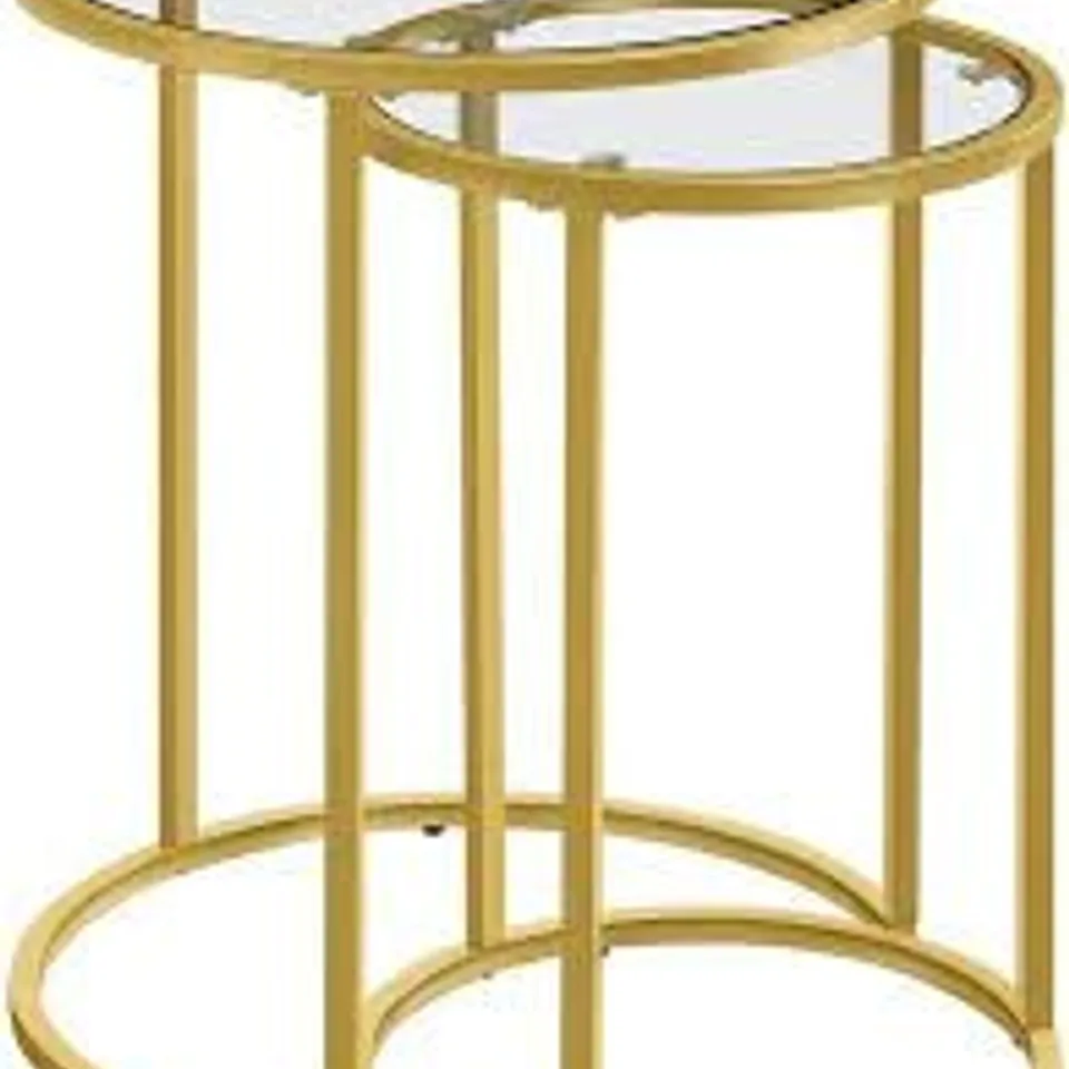 BOXED SET OF 2 ROUND NESTING END TABLES GOLD