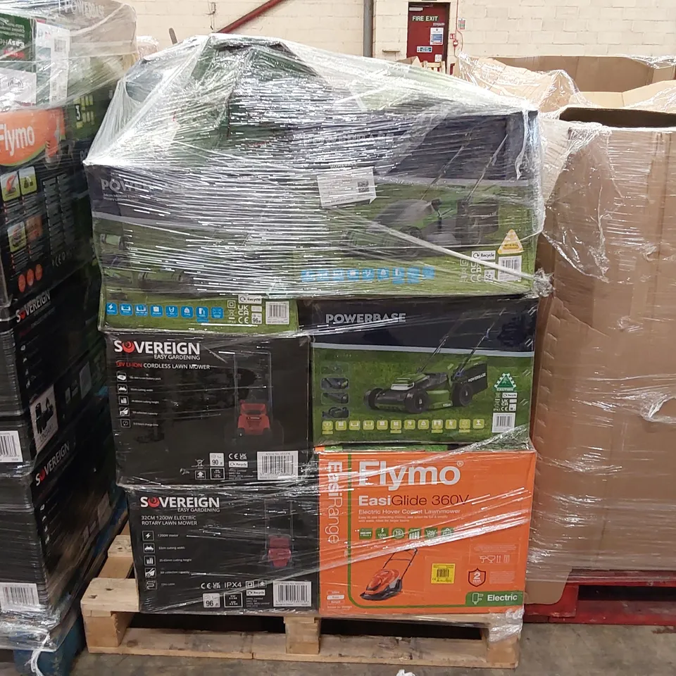 PALLET OF APPROXIMATELY 13X BOXED RAW UNCHECKED LAWN MOWER/GARDEN TOOLS 