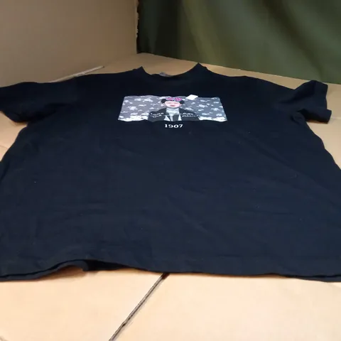 THROW BACK BLACK GRAPHIC/SLOGAN T-SHIRT - MEDIUM