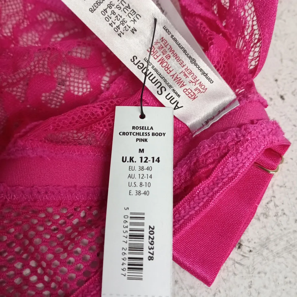 ANN SUMMERS ROSELLA CROTCHLESS BODYSUIT – PINK, UK 12-14