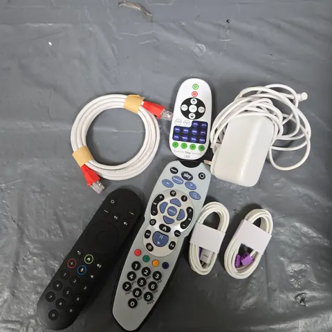 APPROXIMATELY 15 ASSORTED ELECTRICAL PRODUCTS TO INCLUDE REPLACEMENT REMOTES, NETWORK CABLES, POWER SUPPLIES ETC