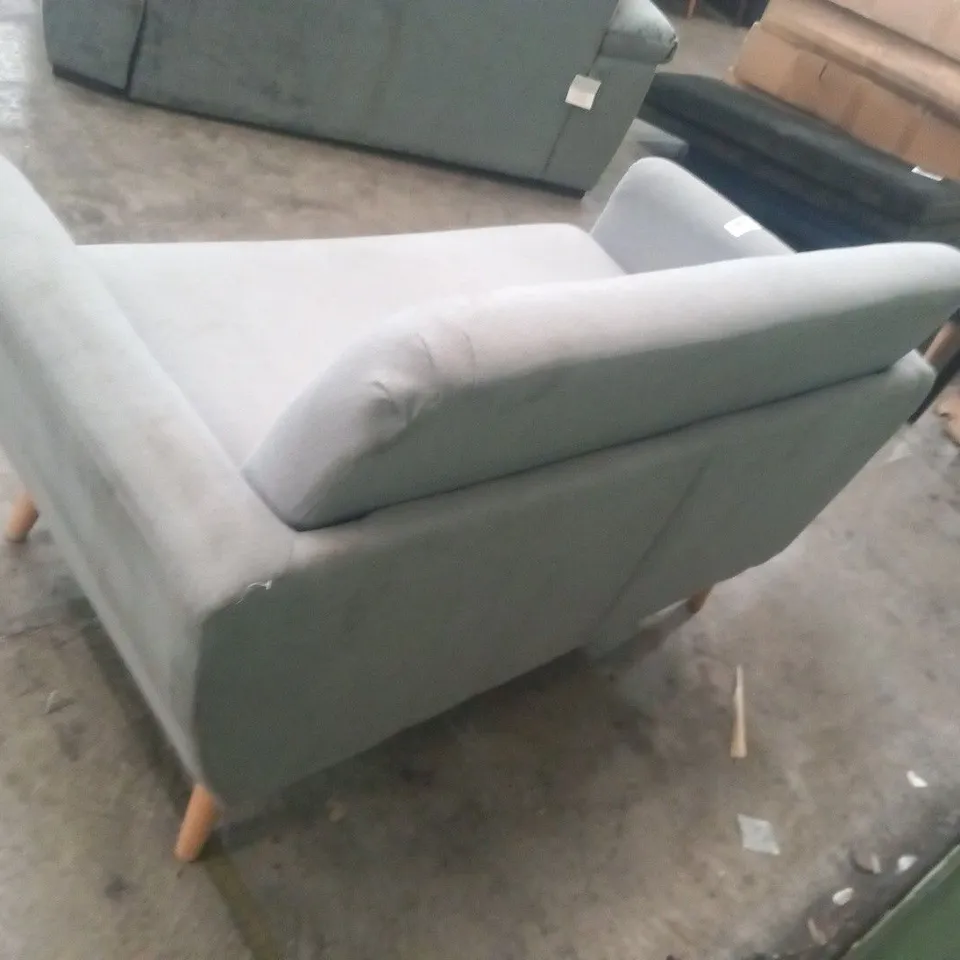 DESIGNER GREY FABRIC TWO SEATER BUTTON BACK SOFA