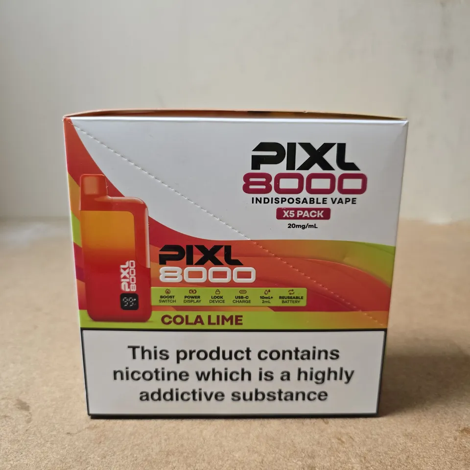 PIXL 8000 DISPOSABLE VAPE – COLA LIME, 20 MG/ML, X5 PACK