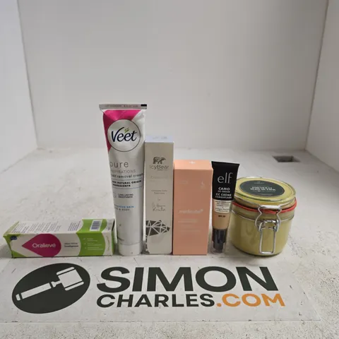 TOTE OF APPROXIMATELY 10 ASSORTED BEAUTY ITEMS INCLUDING NURIFY SKIN PATCHOULI BODY BUTTER, ELF CAMO CC CREAM AND MEDICUBE COLLAGEN NIGHT WRAPPING MASK
