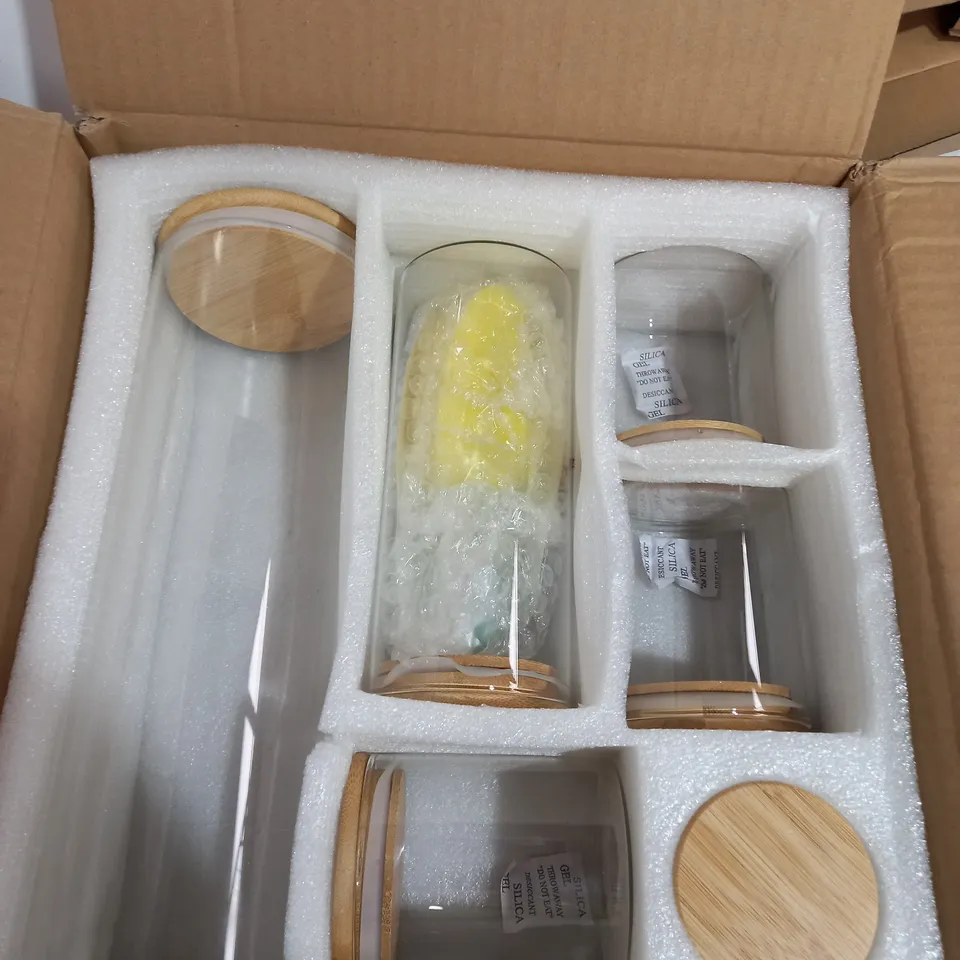 BOX OF 6 KITCHEN CLEAR GLASS CONTAINER SET 