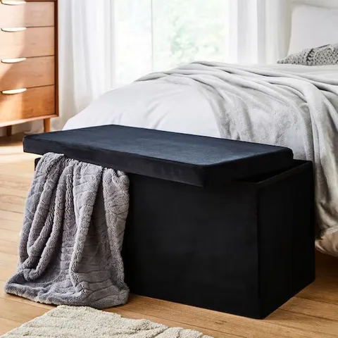 VELVET FOLDABLE STORAGE OTTOMAN