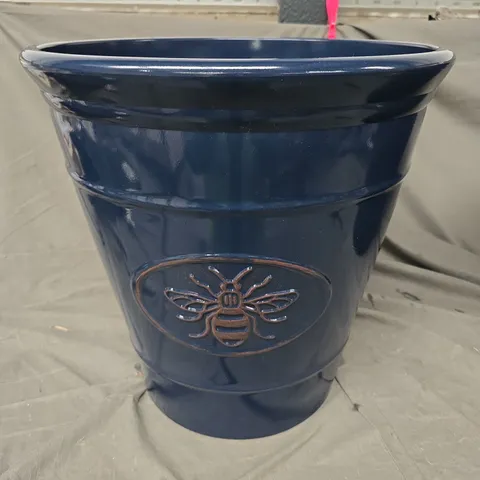 ROUND BEE PLANTER IN DARK BLUE - 40CM