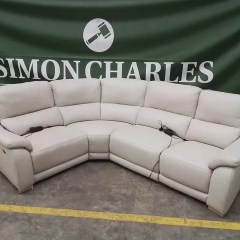 QUALITY DESIGNER ITALIAN MADE DEGANO LEATHER UPHOLSTERED ELECTRIC RECLINING CORNER SOFA