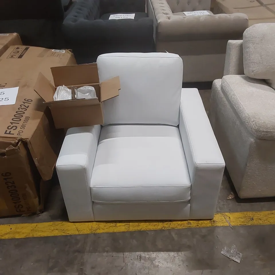 QUALITY DESIGNER WHITE FAUX LEATHER ARMCHAIR