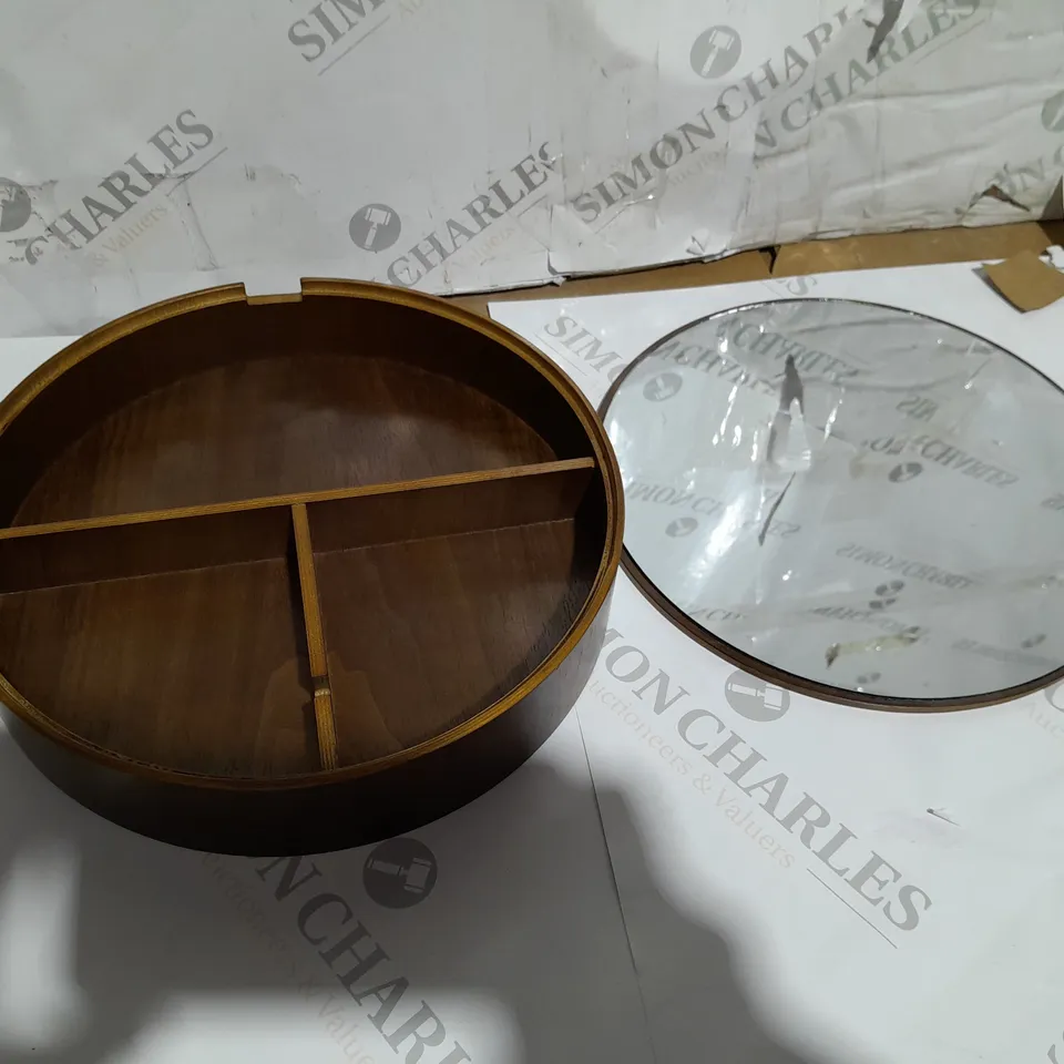 BROWN WOODEN MAKE-UP BOX WITH MIRROR