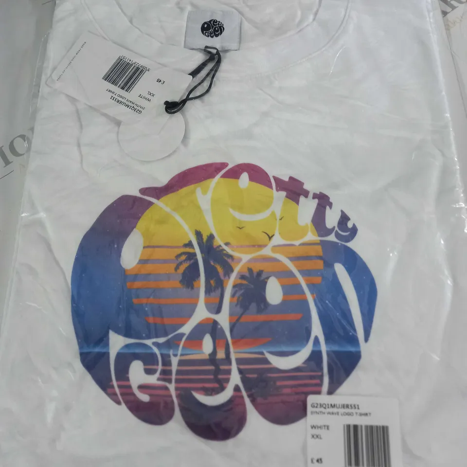 BAGGED PRETTYGREEN SYNTH WAVE LOGO T-SHIRT - XXL