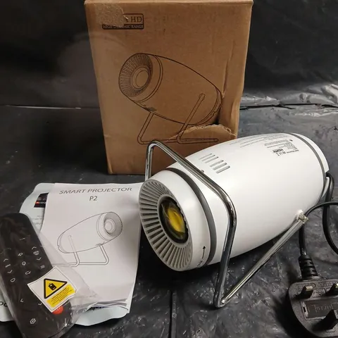 SMART PROJECTOR P2 – WHITE COMPACT PROJECTOR WITH REMOTE & POWER LEAD