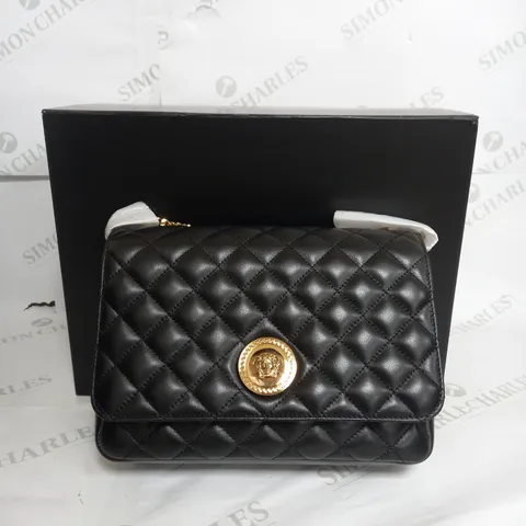 VERSACE LA MEDUSA LEATHER HANDBAG IN BLACK 