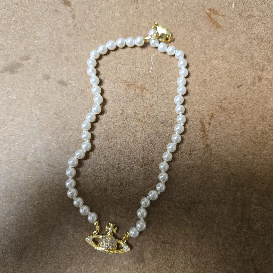 BOXED VIVIENNE WESTWOOD PEARL NECKLACE WITH ORBITAL PENDANT