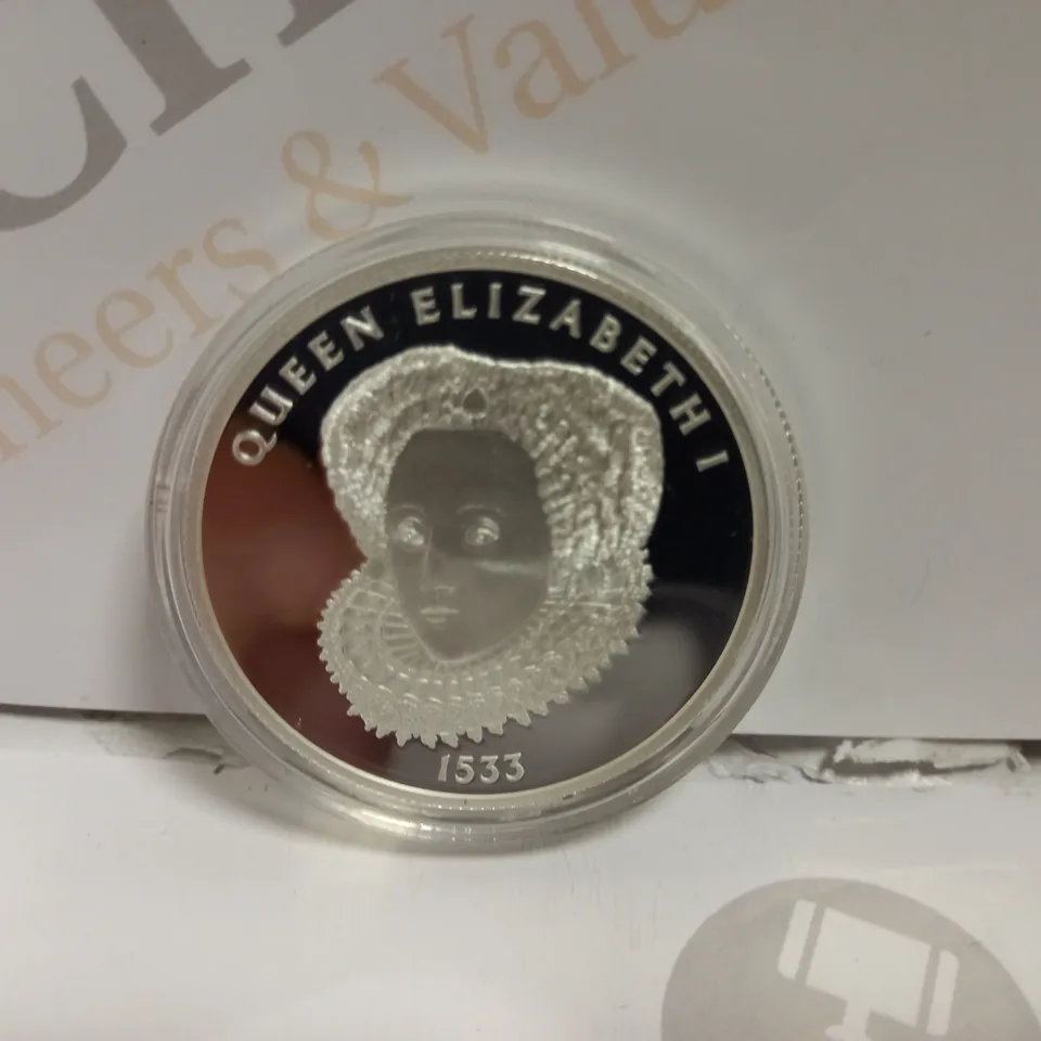 QUEEN ELIZABETH I 1533 A THOUSAND YEARS OF MONARCHY 1OZ 1999 FINE SILVER COIN
