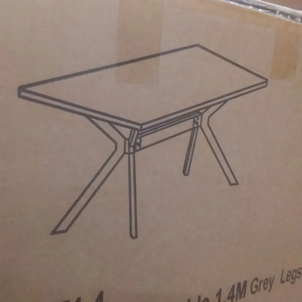 BOXED KAMALA DINING TABLE 140CM GREY LEGS (2 BOXES)